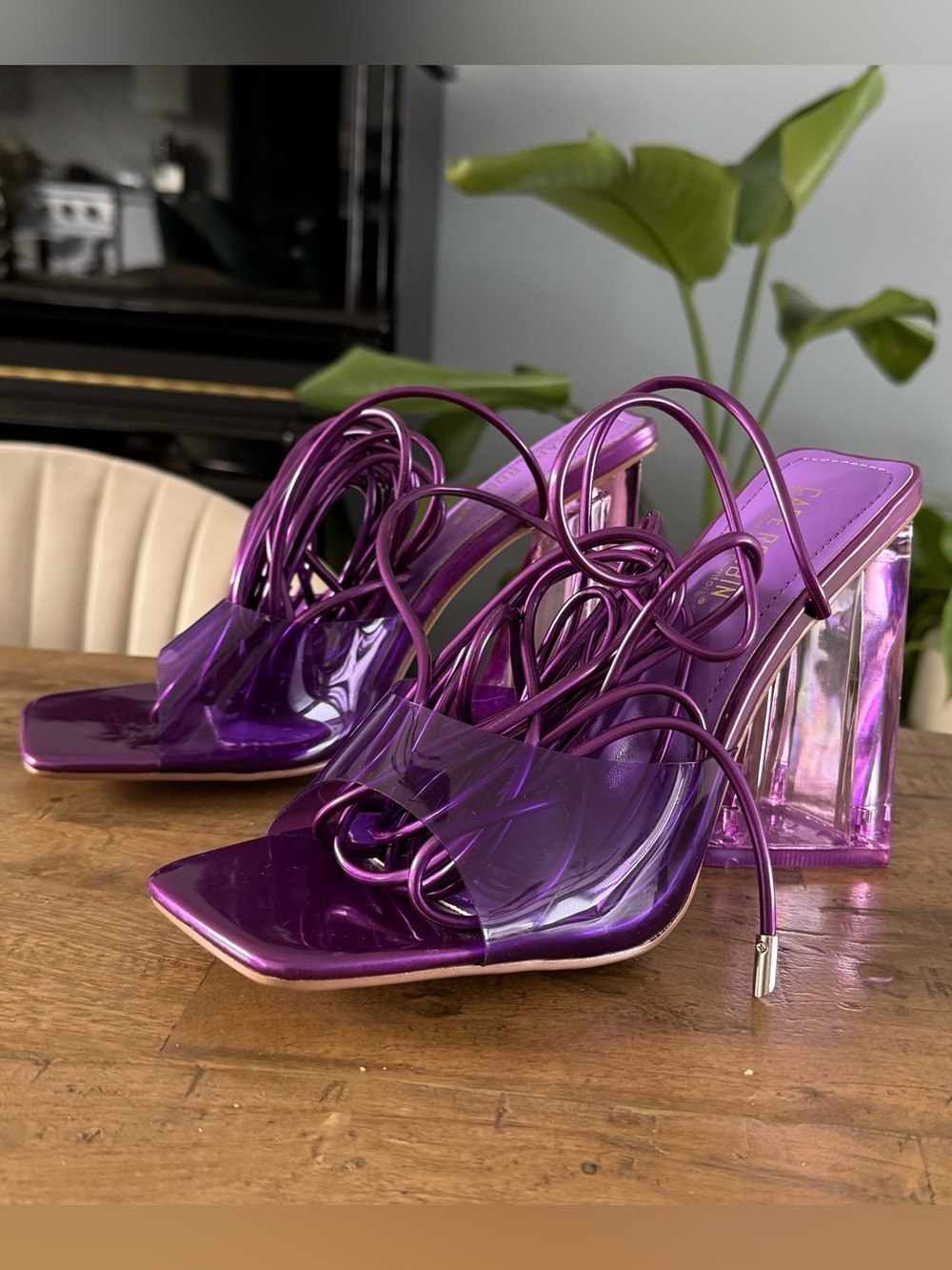 Purple Clear-Strap High Heel Sandals - Women - Picture 4 of 8